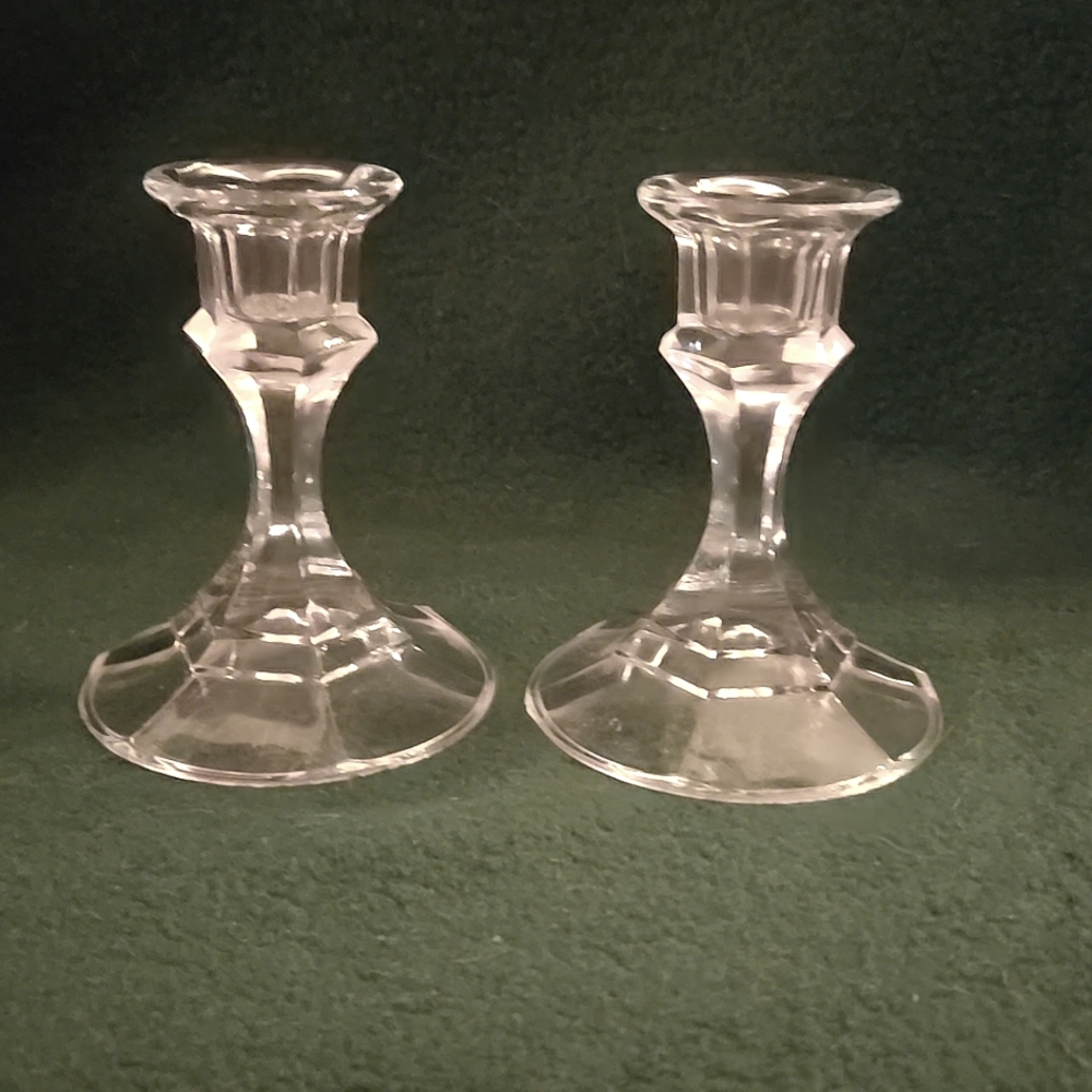 Clear Glass Candle Holders with Classic Design.